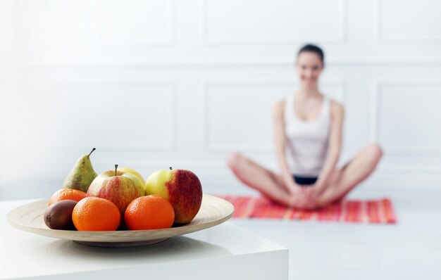 Beautiful young girl doing yoga