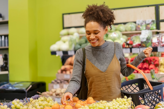 Beautiful young woman shopping for food