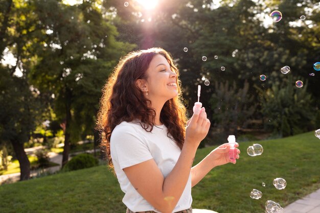 Beautiful young woman smiling outdoors