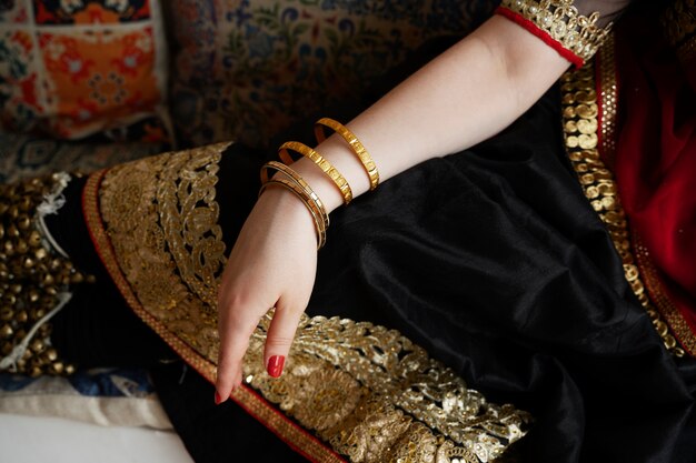 Beautiful young woman wearing sari