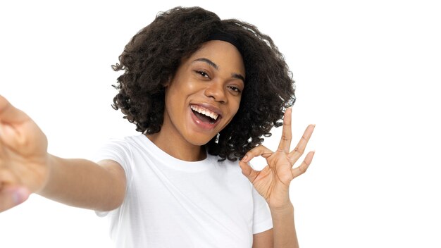 Beautiful and young woman wearing shirt mockup