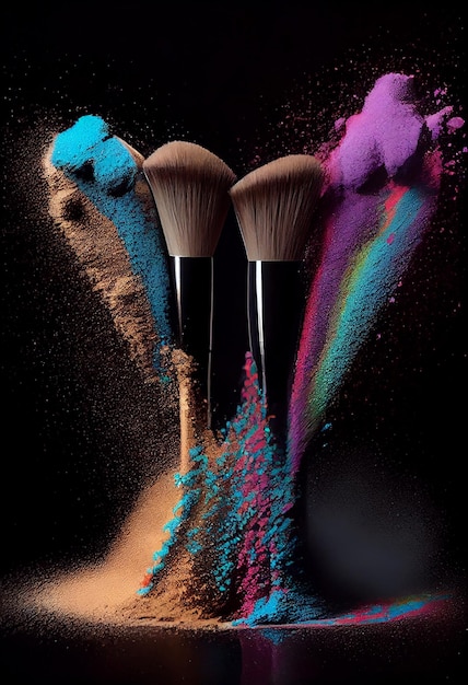 Free photo beauty product exploding with vibrant colors and powder generative ai