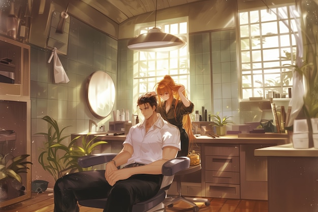 Free Photo beauty salon with cosmetology equipment in anime style