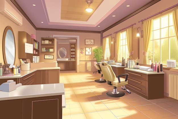 Free photo beauty salon with cosmetology equipment in anime style