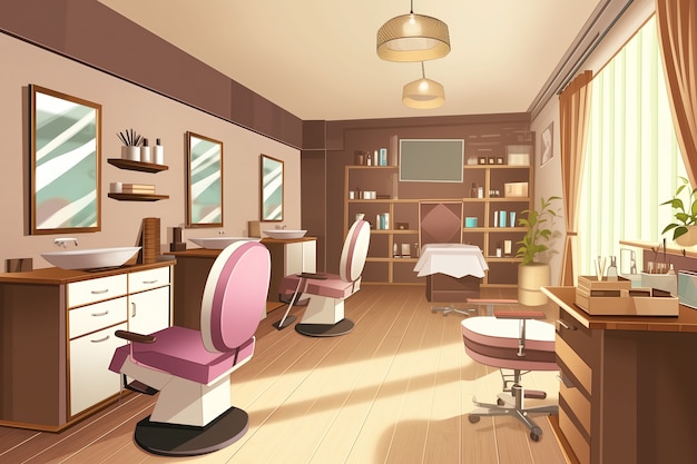 Free photo beauty salon with cosmetology equipment in anime style