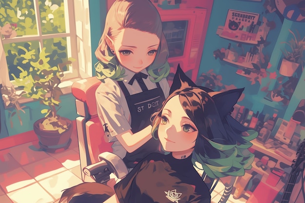 Free photo beauty salon with cosmetology equipment in anime style