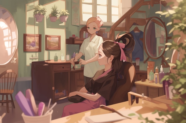 Free photo beauty salon with cosmetology equipment in anime style