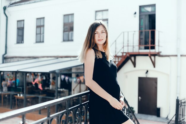 Beauty woman portrait in the street, outdoor portrait, fashion model