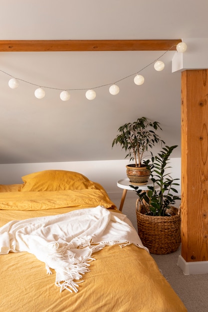 Free Photo bedroom interior design with plants