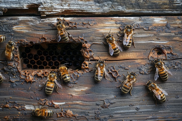 Free photo bee farm close up