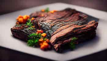 Free photo beef brisket barbecue chopped beef brisket traditional texas smoke house meat rubbed with spices and