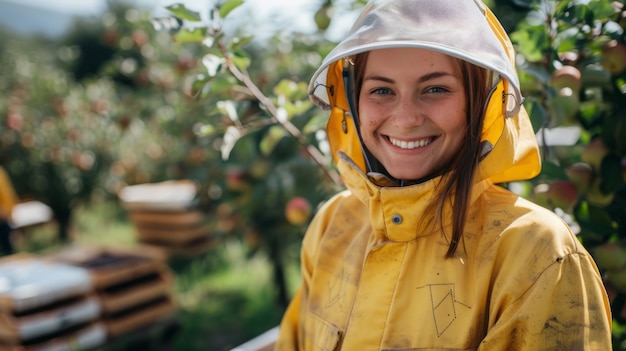 Free photo beekeeper working at  bee farm