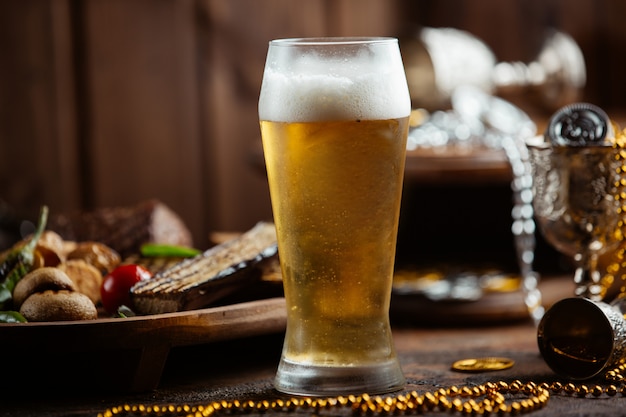 Beer mug on the table