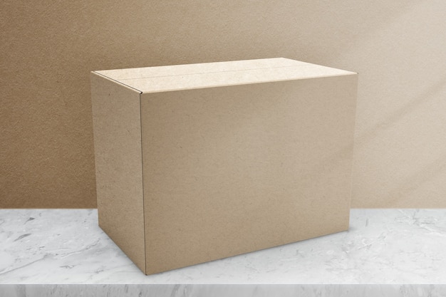 Free Photo beige paper box packaging with design space