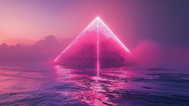 Free Photo bermuda triangle with mystical neon