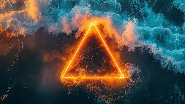 Free photo bermuda triangle with mystical neon