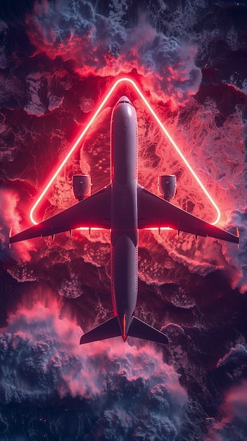 Free Photo bermuda triangle with mystical neon