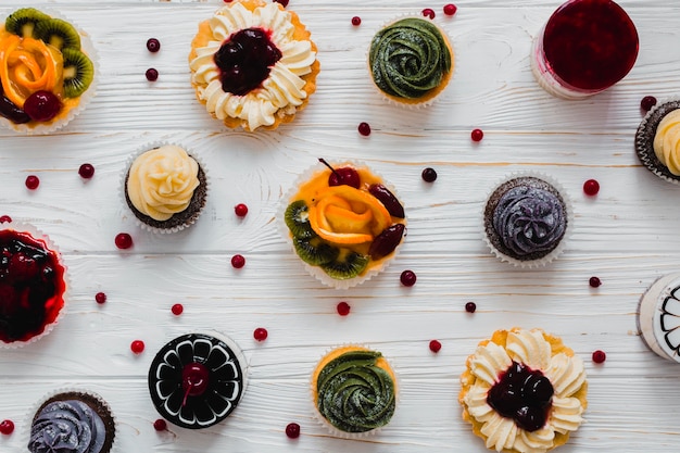 Berries amidst cupcakes