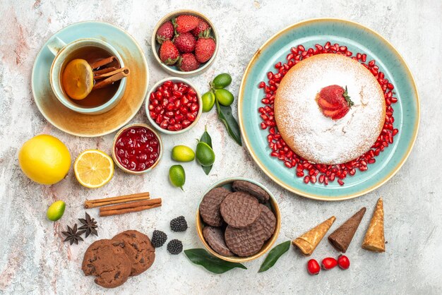 berries and tea jam lemon cinnamon a cup of tea the cake with berries cookies