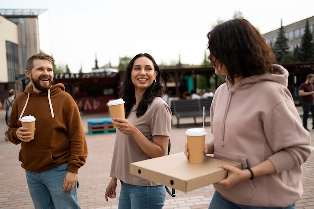 Best friends getting some street food