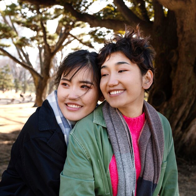 Best friends spending time together outside