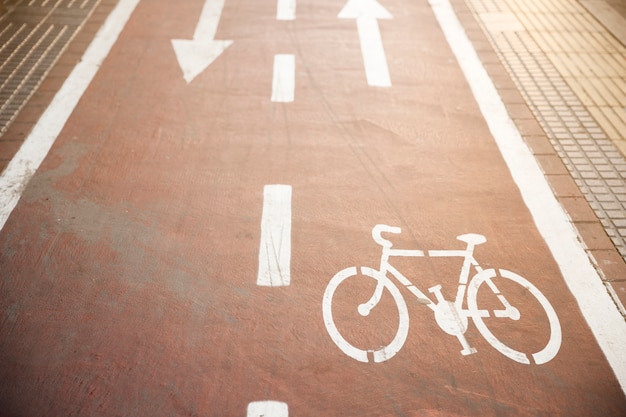 Bicycle road sign on road