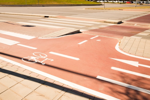 Bicycle road white bike symbol in an urban area