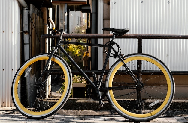 Bicycle with big wheels outdoors