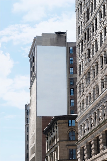 Big billboard template on building in city