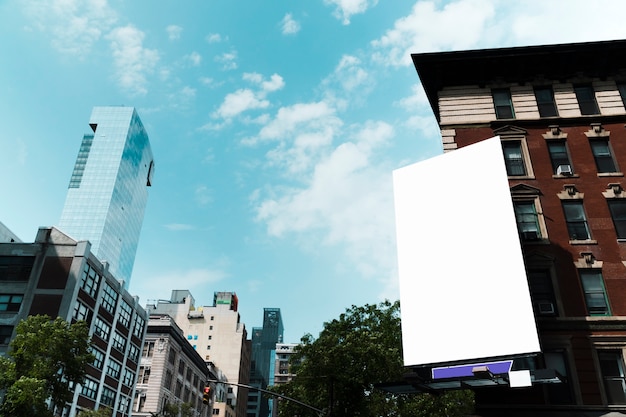 Free Photo big billboard template on building in city