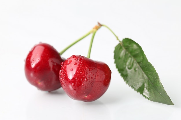 Free photo big cherry on white background