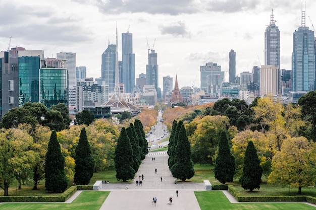 big city and park in Melbourne