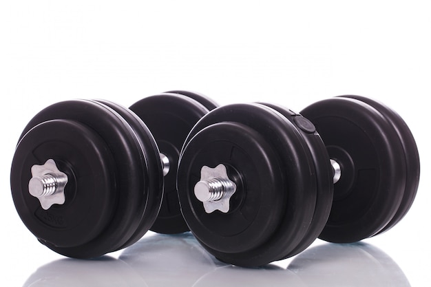 Free Photo big dumbbells over white