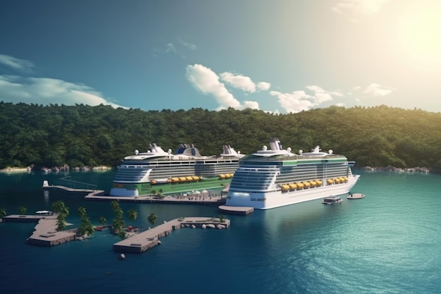 Free Photo big luxurious cruise ship docked in a nice harbor ai generative