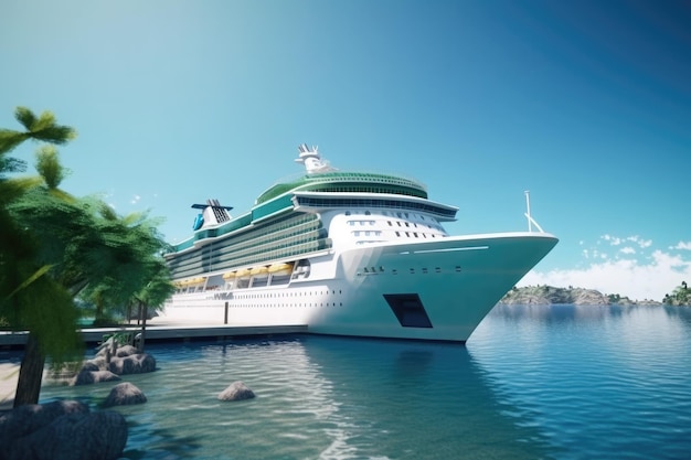 Free Photo big luxurious cruise ship docked in a nice harbor ai generative