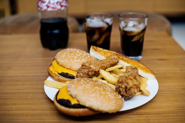 Big plate of junk food