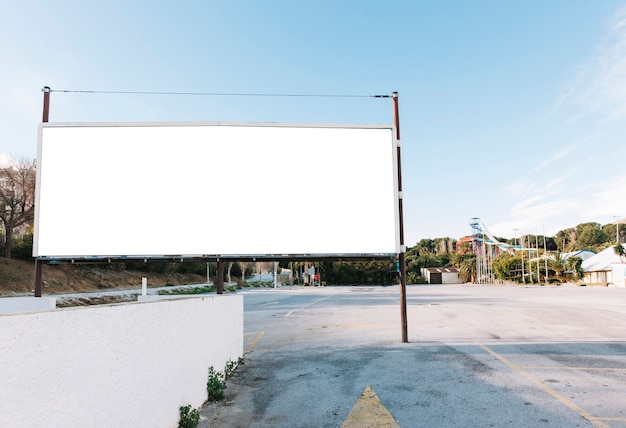 Free Photo big white billboard on city parking