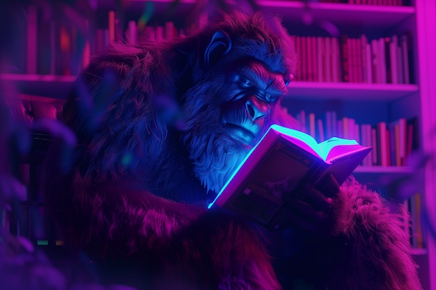 Free photo bigfoot represented in neon glow