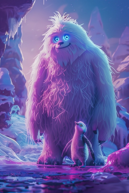 Free Photo bigfoot represented in neon glow