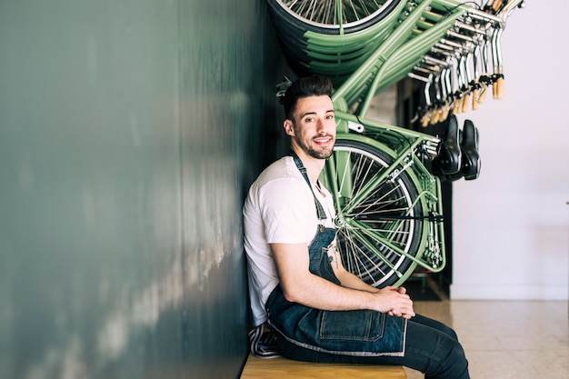 Bike shop with shop assistant