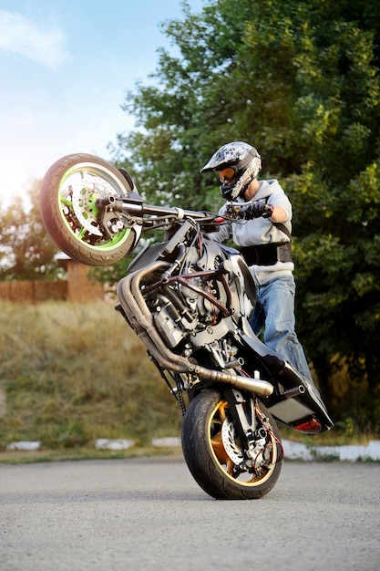 Free Photo biker riding motorcycle