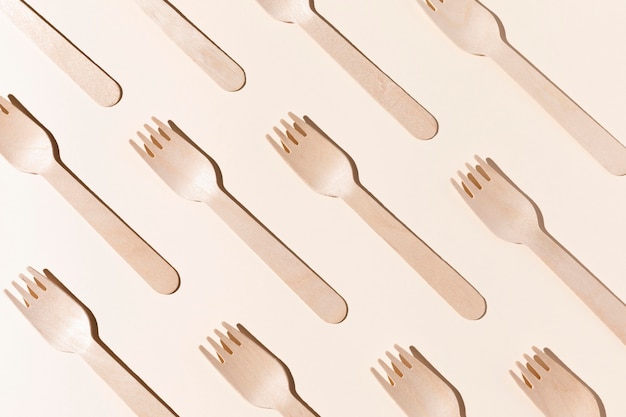 Free photo bio cardboard forks top view