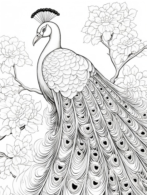 Free Photo bird coloring page line art