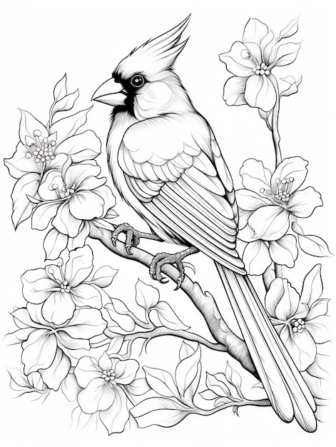 Free photo bird coloring page line art