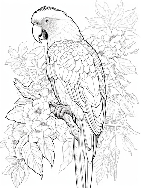 Free photo bird coloring page line art