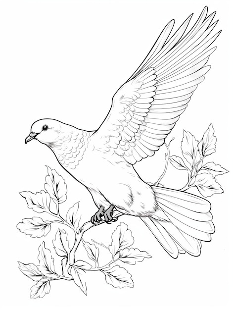 Free photo bird coloring page line art