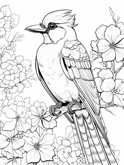 Free Photo bird coloring page line art