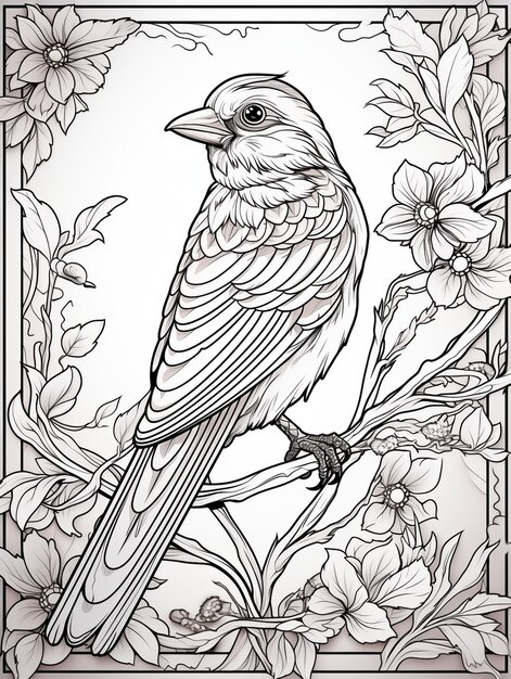 Bird coloring page line art