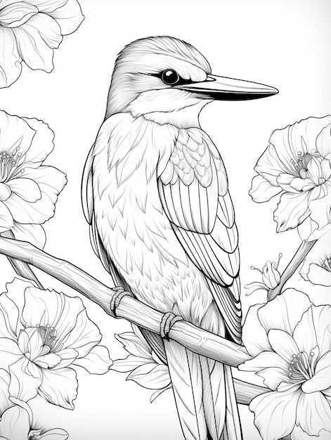 Free photo bird coloring page line art