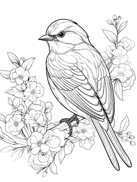 Free Photo bird coloring page line art